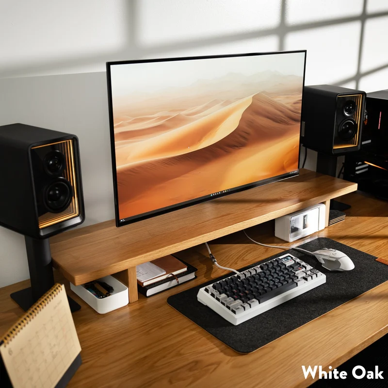 Desky Minimal Monitor Stand - Classic Oak Melamine