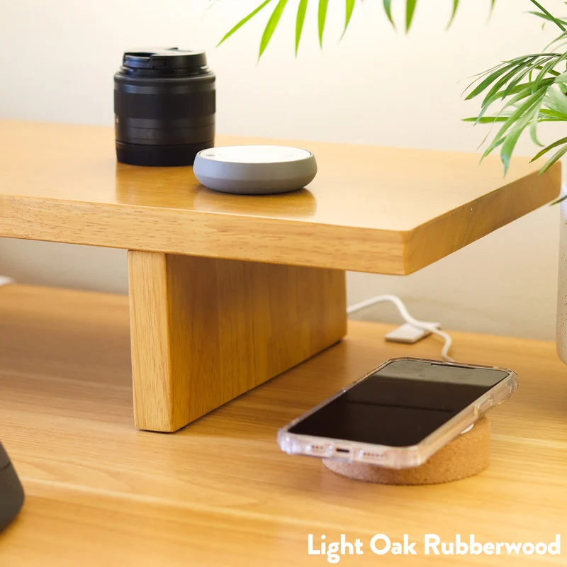 Desky Minimal Monitor Stand - Classic Oak Melamine