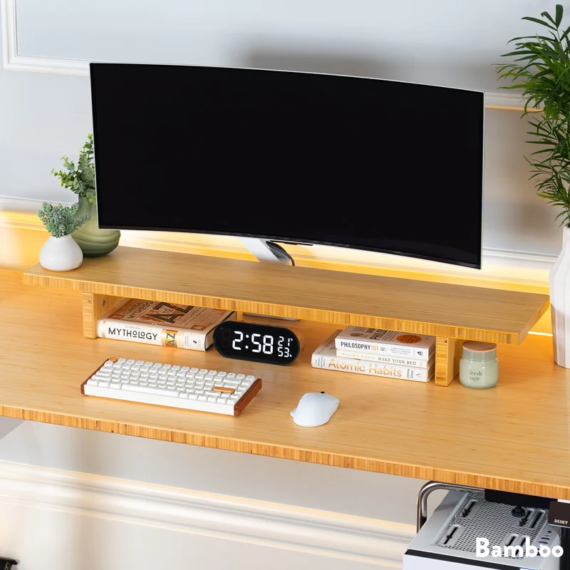 Desky Minimal Monitor Stand - Black Melamine