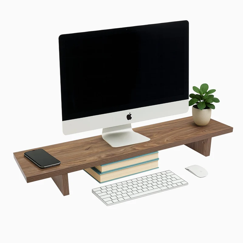 Desky Minimal Monitor Stand - Black Melamine