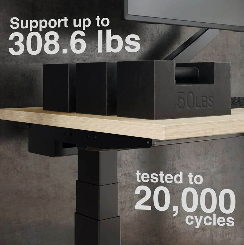 Desky Dual Mini Sit Stand Desk 800x500 Jarrah Legno Desktop and Wheat Frame