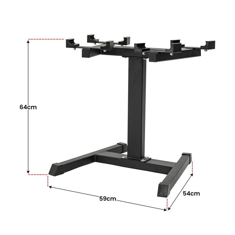 Powertrain Eon 72kg Adjustable Dumbbell Pair with Stand 2x 36kg Quick Dial Weights Set for Home Gym Strength Training