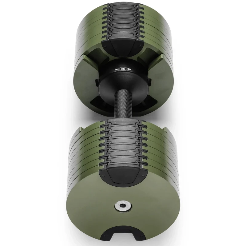 Powertrain Eon 36kg Adjustable Dumbbell Quick Dial 4-36kg Cast Iron Weight for Home Gym Strength Training Green