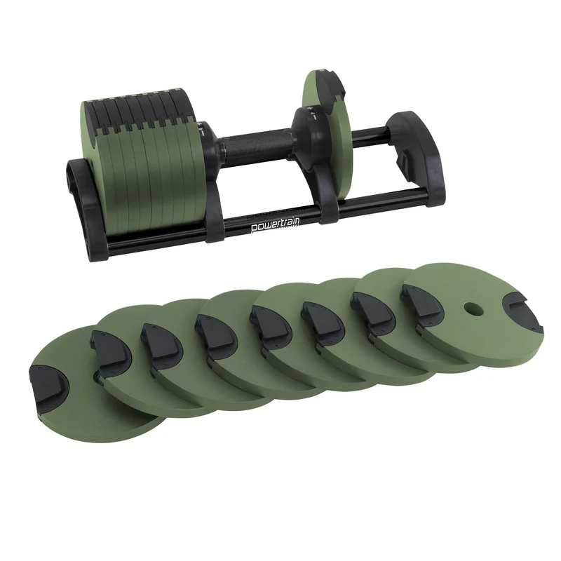Powertrain Eon 90kg Adjustable Dumbbells Pair with Stand 5-45kg Quick Dial Weight Set for Home Gym Strength Training