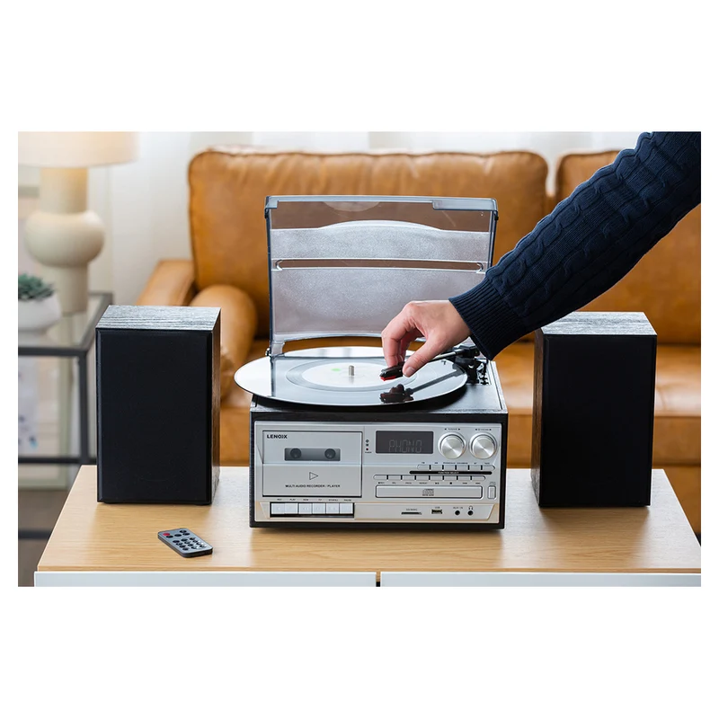 Lenoxx Audio Home Entertainment System CD/Cassette/Vinyl Player (Black)