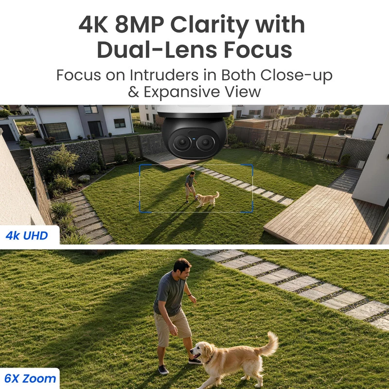 Reolink Home Hub Pro +2X TrackFlex Floodlight WiFi 4K Dual-Lens Floodlight Camera 360° PTZ 6X Hybrid Zoom
