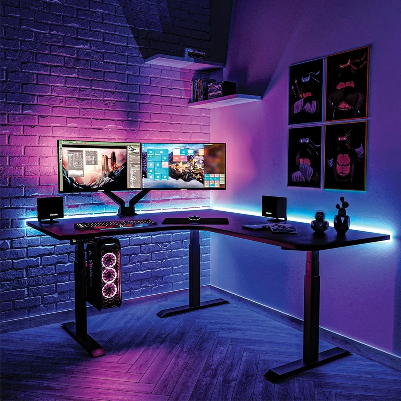 Desky Sigma L-Shape Gaming Desk Left Return 200 cm Wheat Frame