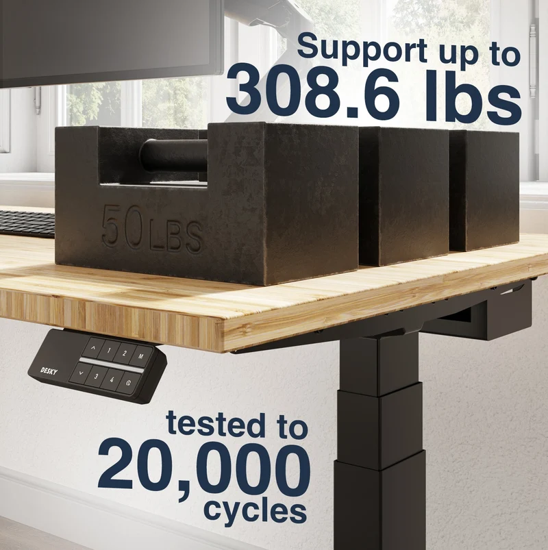 Desky Dual Bamboo Sit Stand Desk 200cm and Wheat Frame
