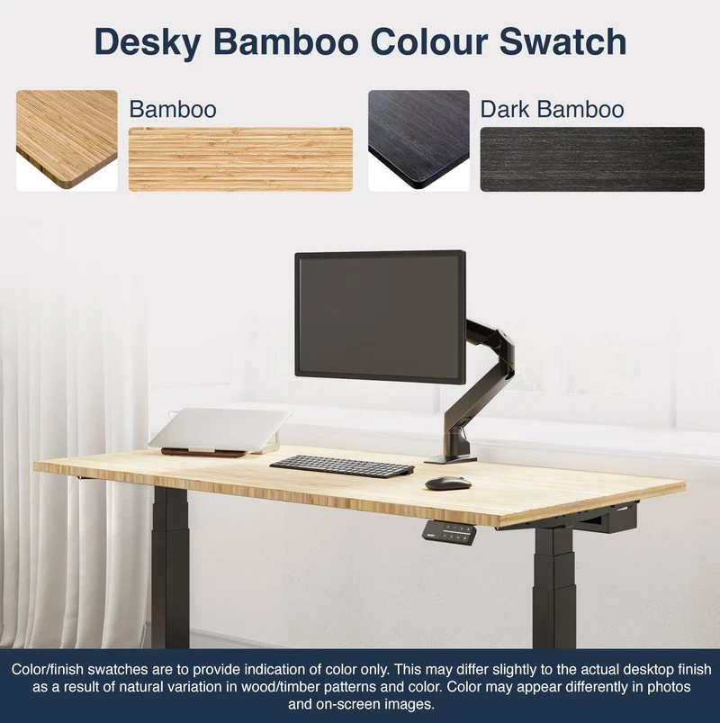 Desky Dual Bamboo Sit Stand Desk 120cm and Wheat Frame