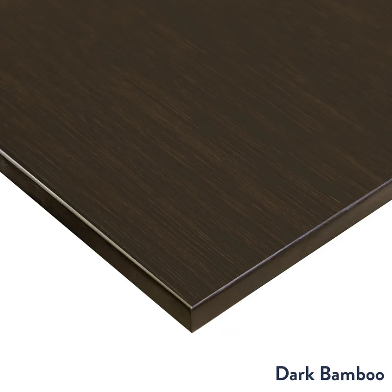 Desky Dark Bamboo L-Shape Sit Stand Desk 180 x 175 cm and Wheat Leg