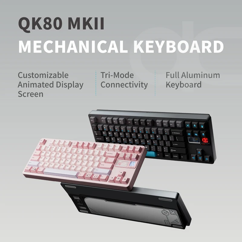 Qwertykeys QK80Mk2 Prebuilt Wireless Mechanical Keyboard (Spray-coated White)
