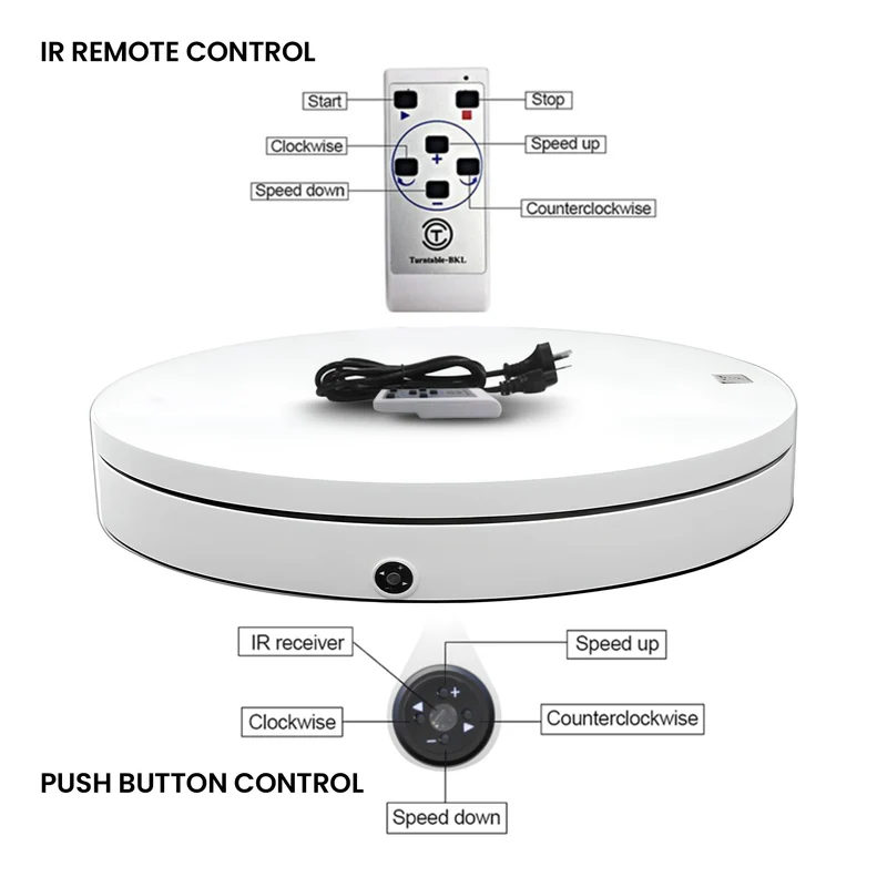 Christabelle 80cm 200kg Commercial Electric Shop Turntable Platform (White)