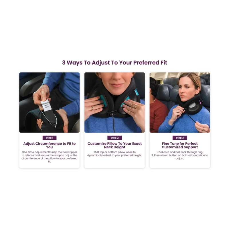 Cabeau Evolution X Memory Foam Travel Neck Pillow Diamond Adjustable Black