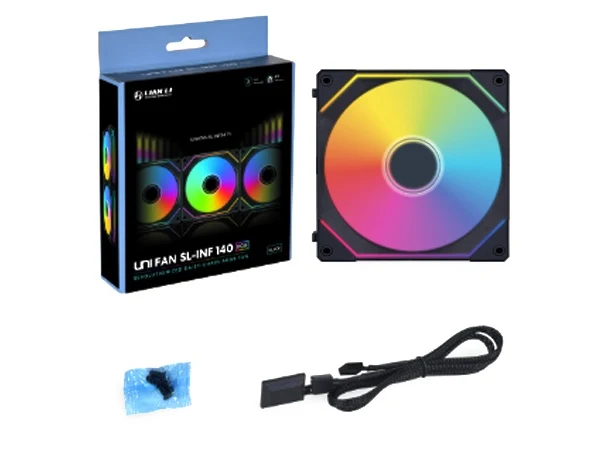 Lian Uni Fan SL Infinity 140mm ARGB PWM 1600RPM (Black) [Single Pack]