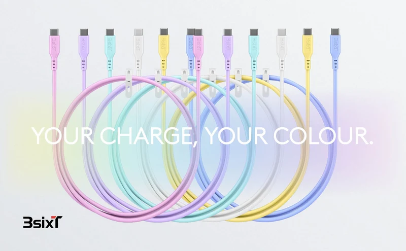 SPLASH USB-C Charging Cable by 3sixT Soft Silicone USB-C to USB-C Cable 1.5m 60W (Yellow)
