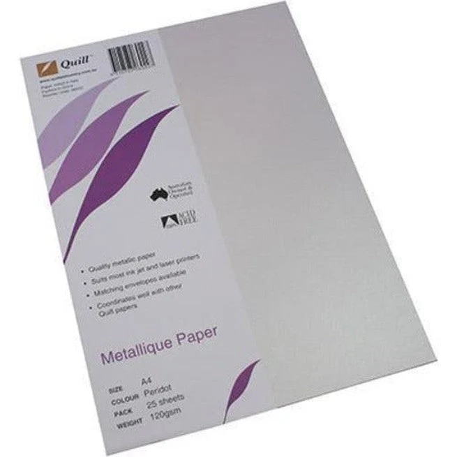 Quill Metallique Paper 120GSM A4 Peridot Pack 25