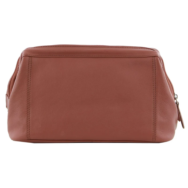 Pierre Cardin Rustic Leather Toiletry/Travel/Cosmetic Utility Bag Rose