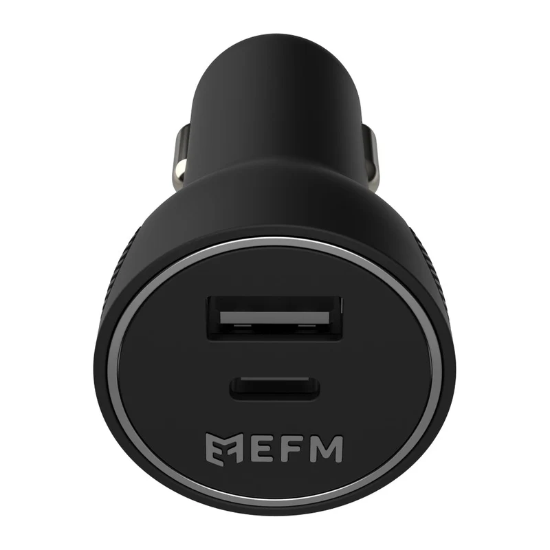 EFM 48W Dual Port Car Charger with Power Delivery and PPS (Black)