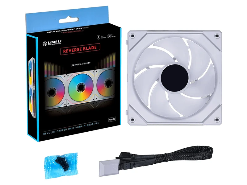 Lian Li 14RSLIN1W UniFan SL Infinity 140mm Reverse Blade ARGB PWM Fan (White)