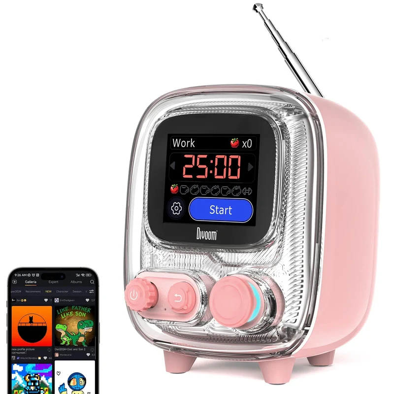 Divoom Tiivoo-2 Photo Album & Lyrics Speaker (Pink)