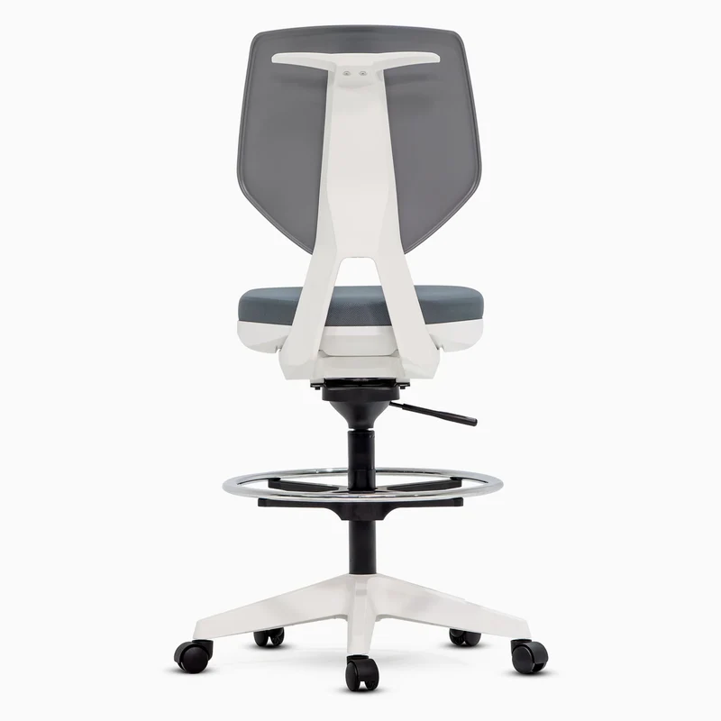 Desky Swivel 3D Tilt with Drafting Chair White/Grey