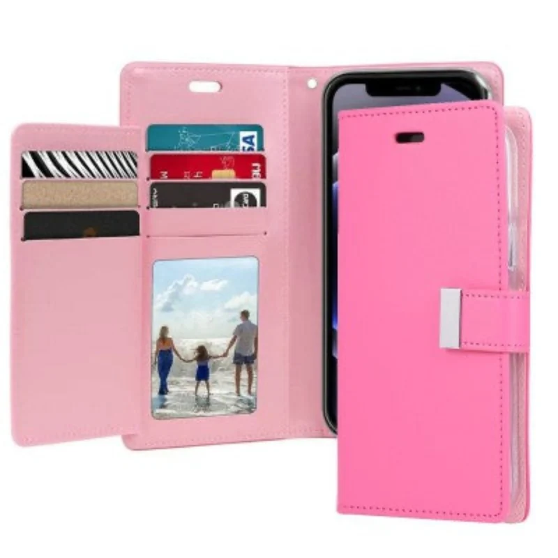 Goospery Rich Diary for iPhone 16 Plus - Hot Pink
