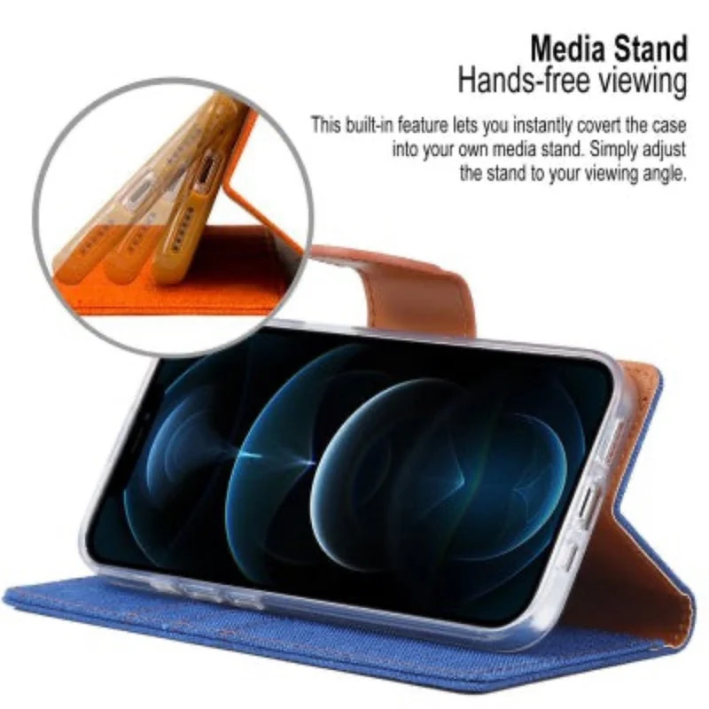 Goospery Canvas Diary case for iPhone 14 Plus - Blue