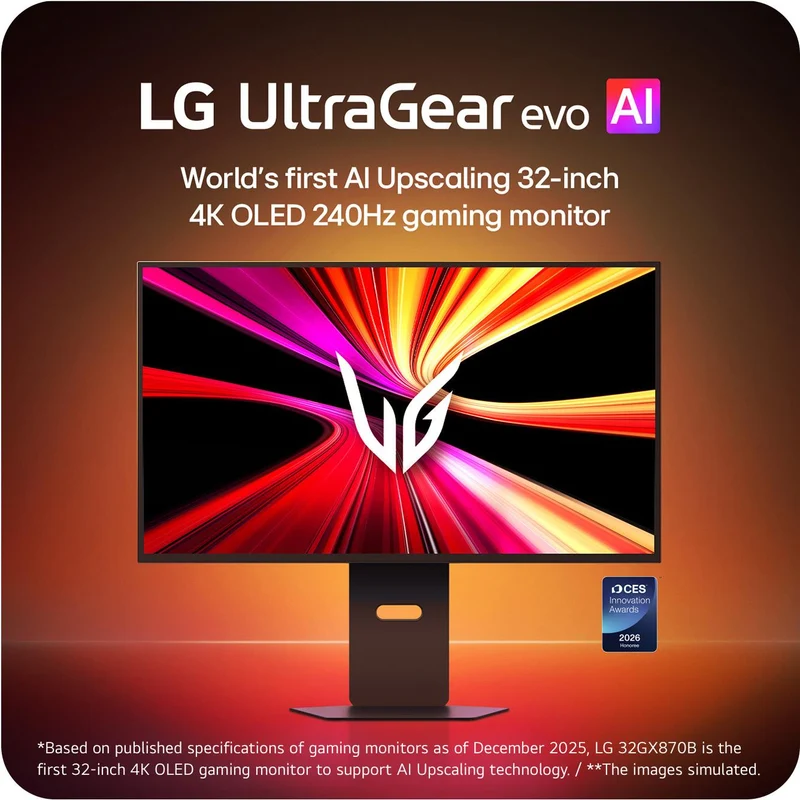 LG UltraGear evo AI 32GX870B 32" 4K UHD Dual Mode 240Hz/480Hz OLED Gaming Monitor