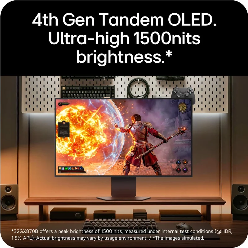 LG UltraGear evo AI 32GX870B 32" 4K UHD Dual Mode 240Hz/480Hz OLED Gaming Monitor