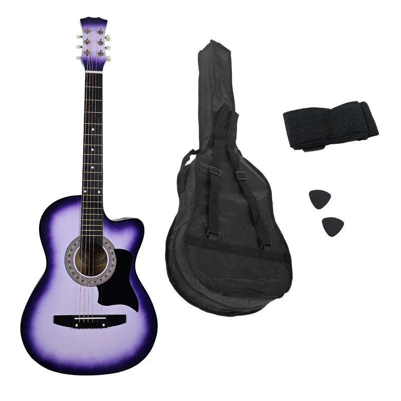 Karrera 38in Cutaway Acoustic Guitar with Carry Bag (Purple Burst)