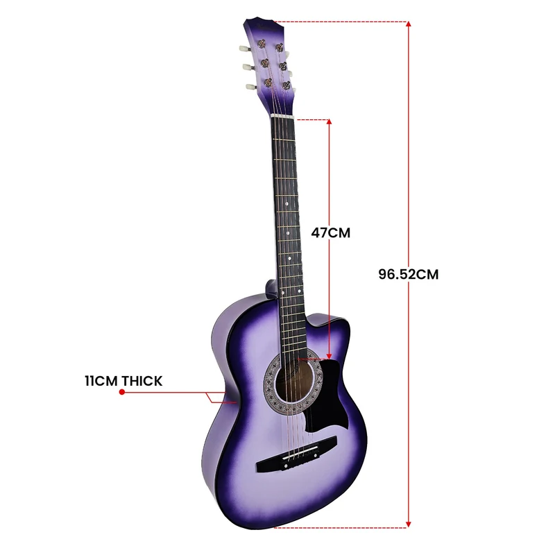 Karrera 38in Cutaway Acoustic Guitar with Carry Bag (Purple Burst)