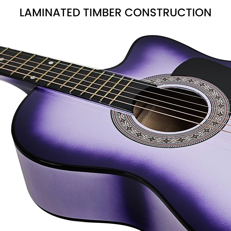 Karrera 38in Cutaway Acoustic Guitar with Carry Bag (Purple Burst)