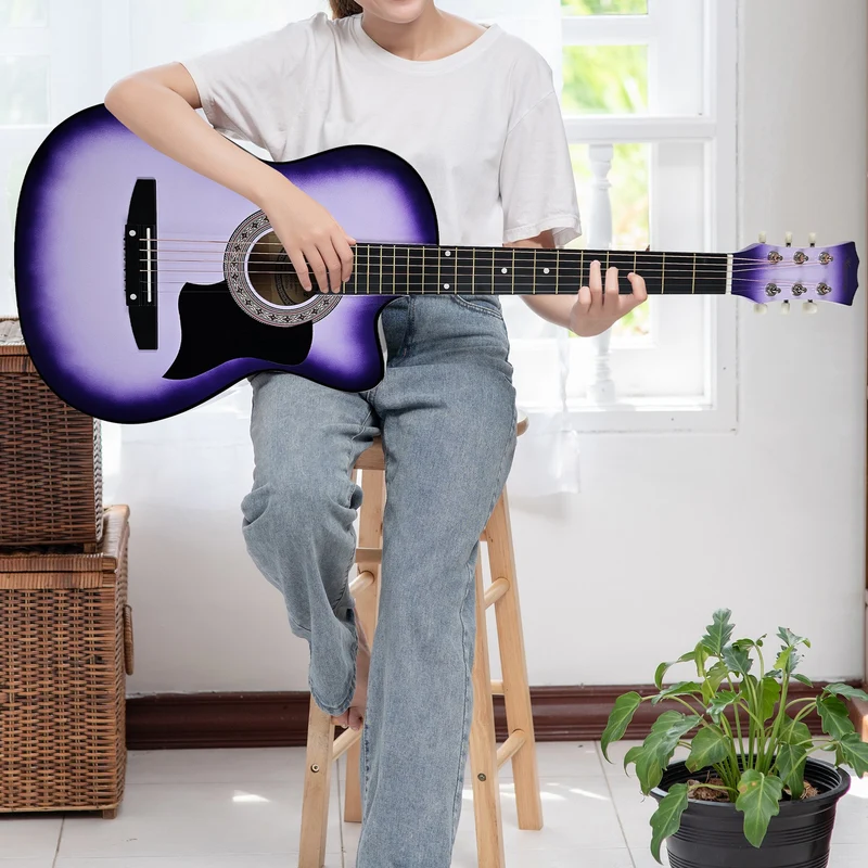 Karrera 38in Cutaway Acoustic Guitar with Carry Bag (Purple Burst)