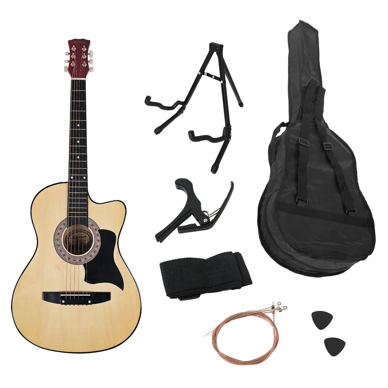 Karrera 38" Pro Cutaway Acoustic Guitar with Carry Bag (Natural)