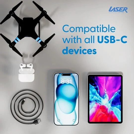 Laser 1m (2-pack) USB Type-C to A Cable Fast Charge (Black)