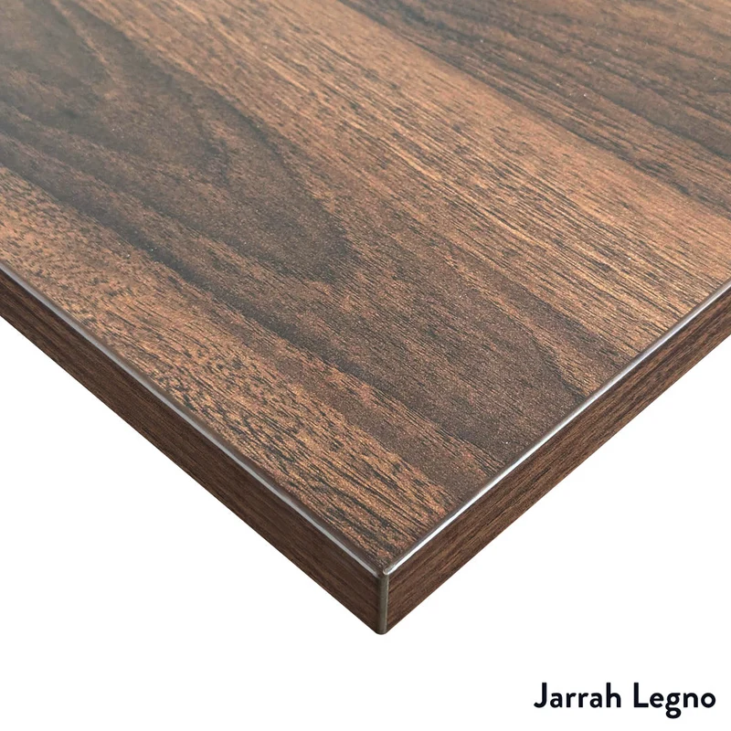 Desky Dual Melamine Sit Stand Desk 200cm Jarrah Legno Desktop and Wheat Frame