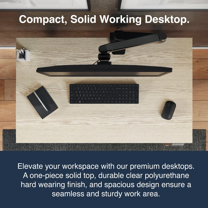 Desky Dual Mini Sit Stand Desk 800x500 Natural Walnut Desktop and Wheat Frame