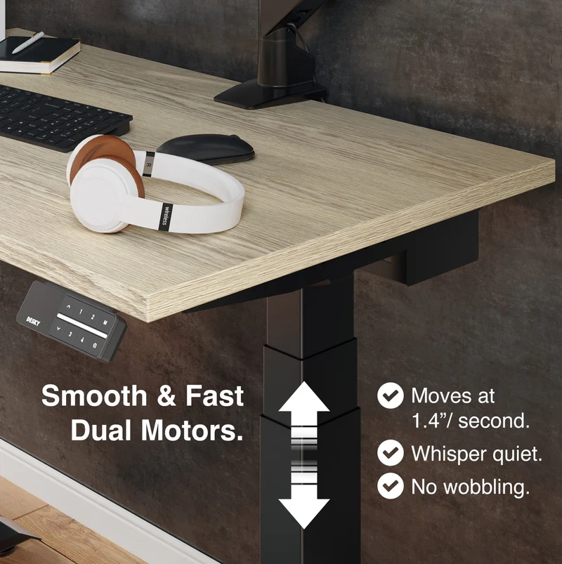Desky Dual Mini Sit Stand Desk 800x500 Classic Oak Desktop and Wheat Frame