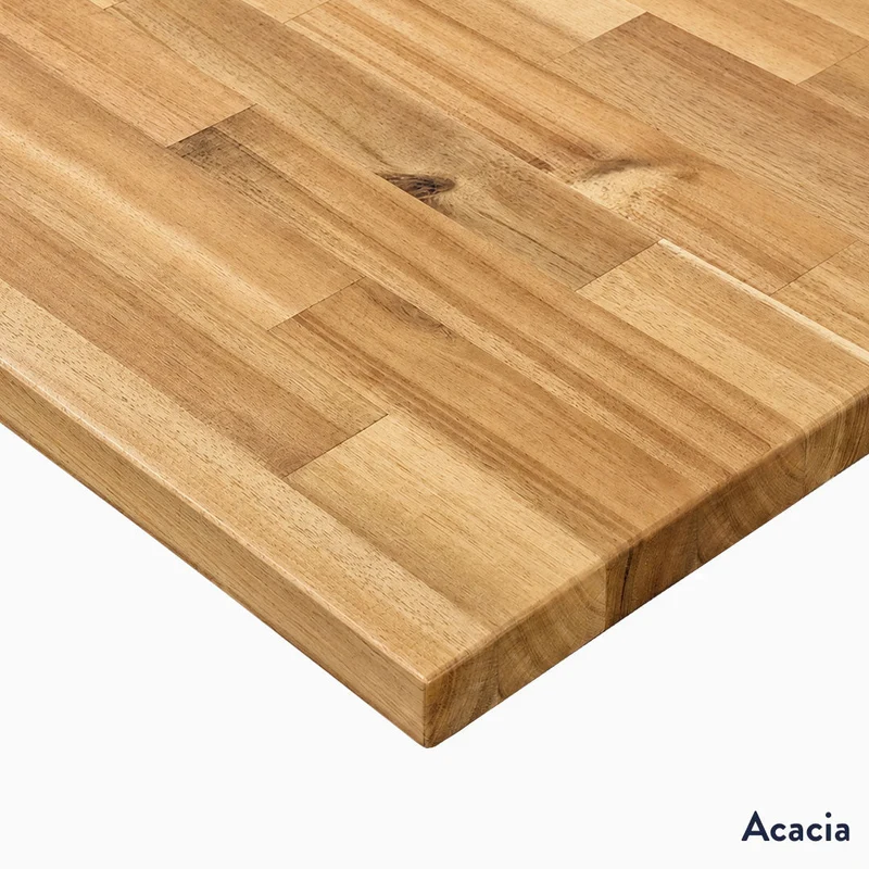Desky Dual Mini Hardwood Sit Stand Desk 80cm Acacia Desktop and Wheat Frame