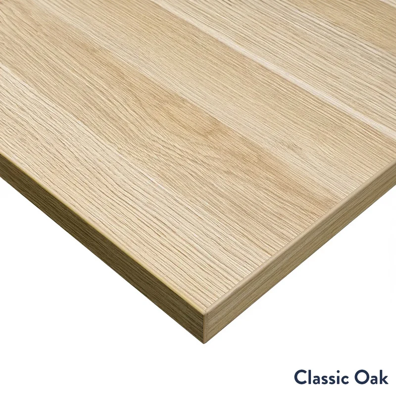Desky L-Shape Melamine Sit Stand Desk 160cm - Left Return Select Beech Top and Wheat Leg
