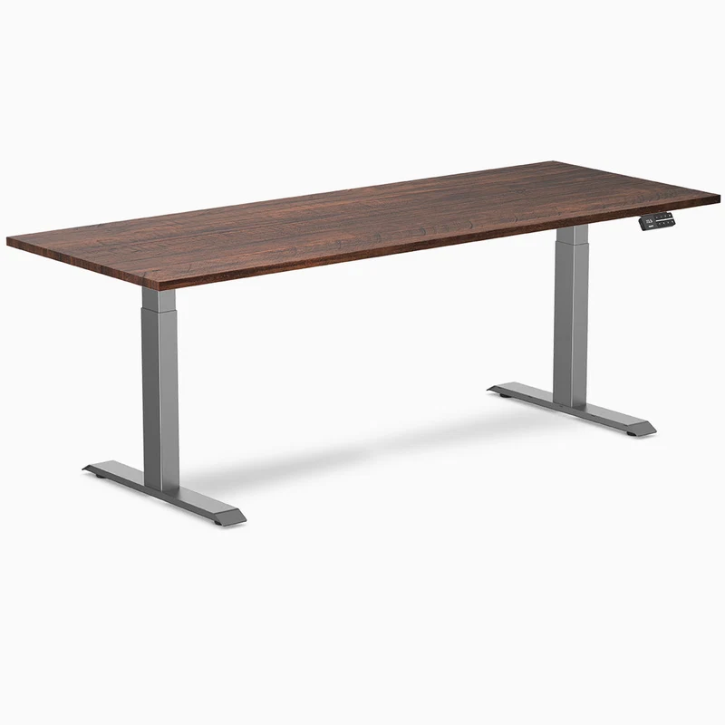 Desky Dual Softwood Sit Stand Desk 180cm Red Cedar Desktop and Wheat Frame