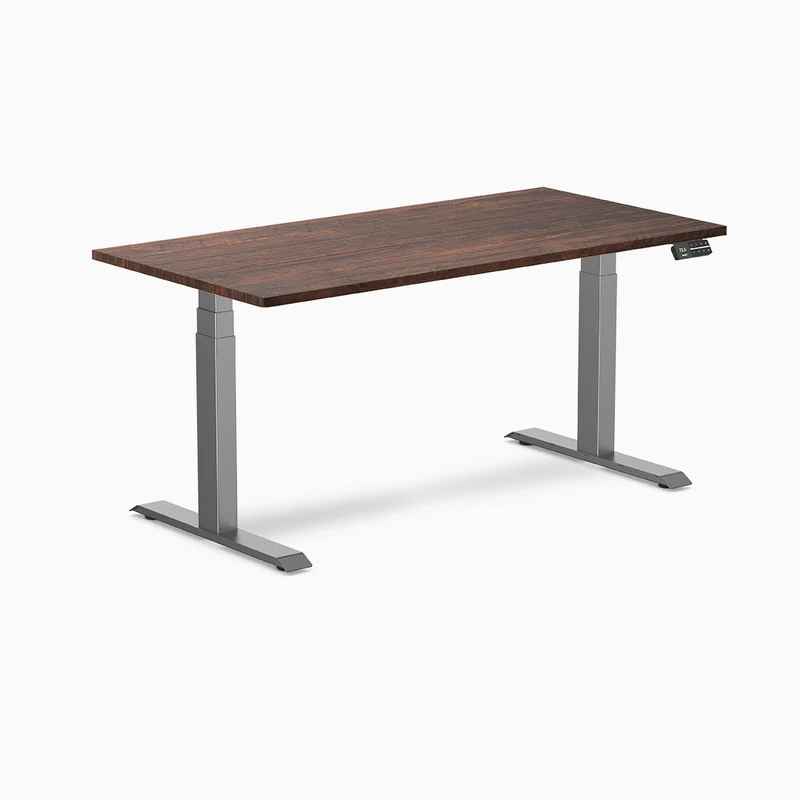 Desky Dual Softwood Sit Stand Desk 150cm American Rustic Pine Desktop and Wheat Frame