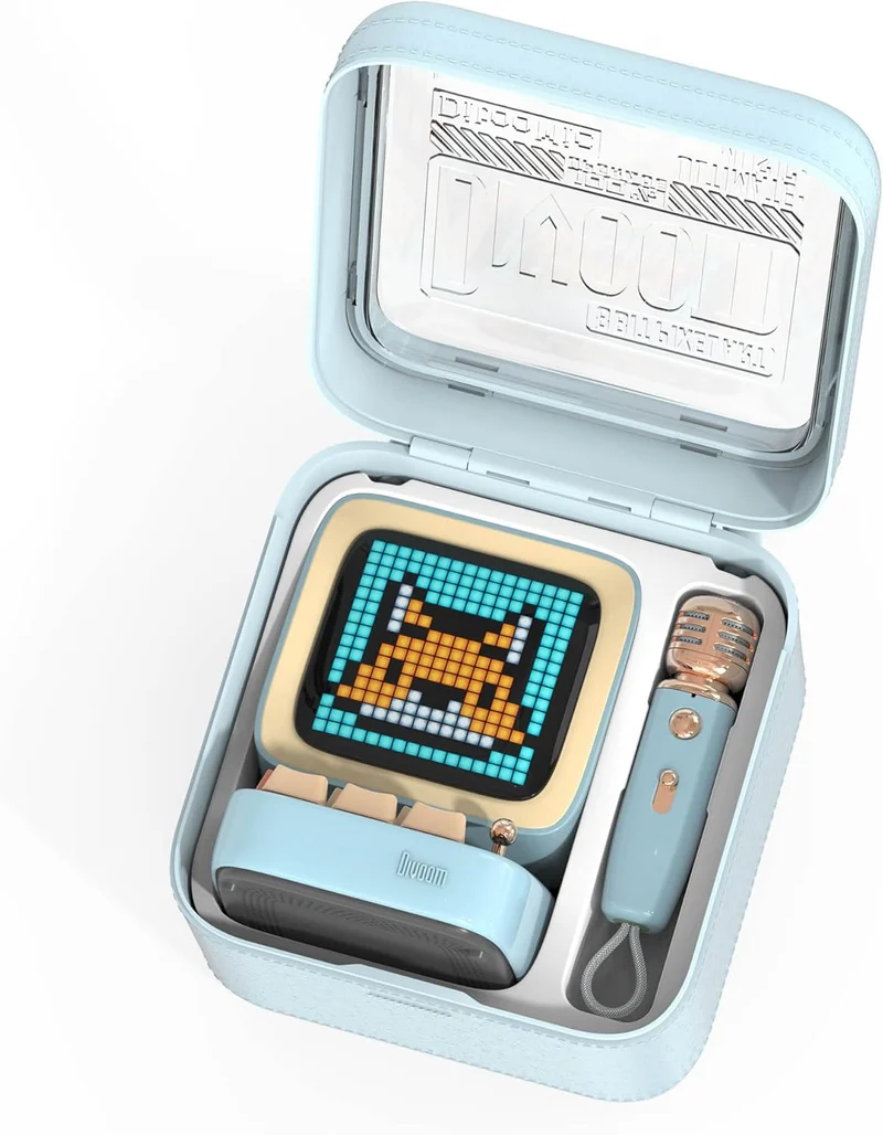Divoom Ditoo-Mic Mini Karaoke Machine Pixel Art Bluetooth Speaker (Blue)