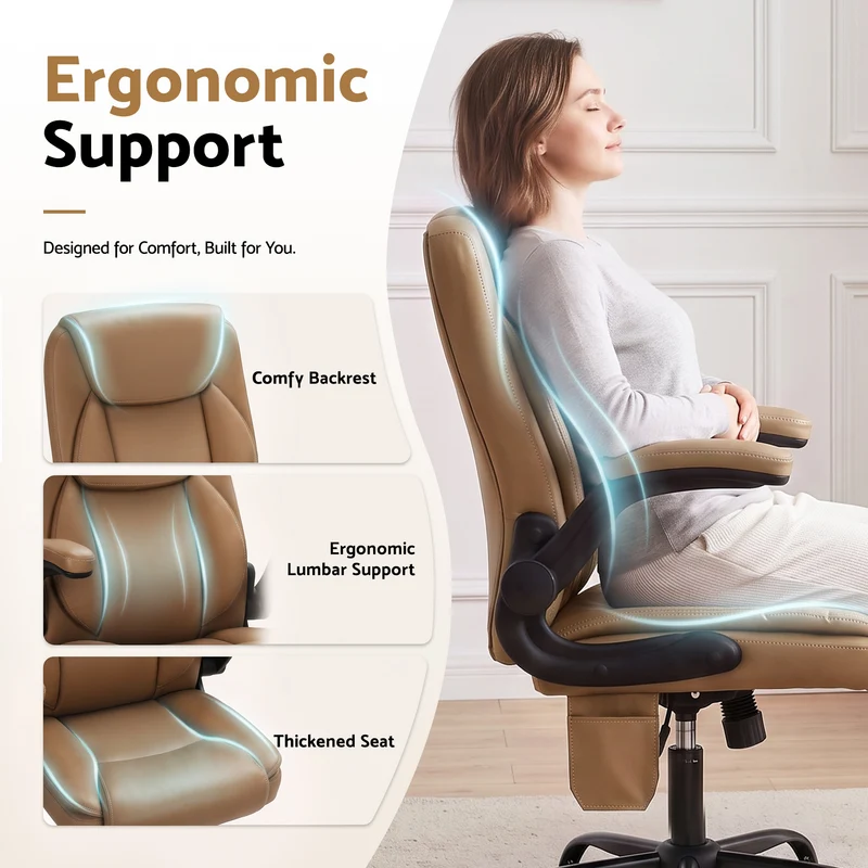 Artiss 2 Point Massage Office Chair Leather Mid Back (Brown)