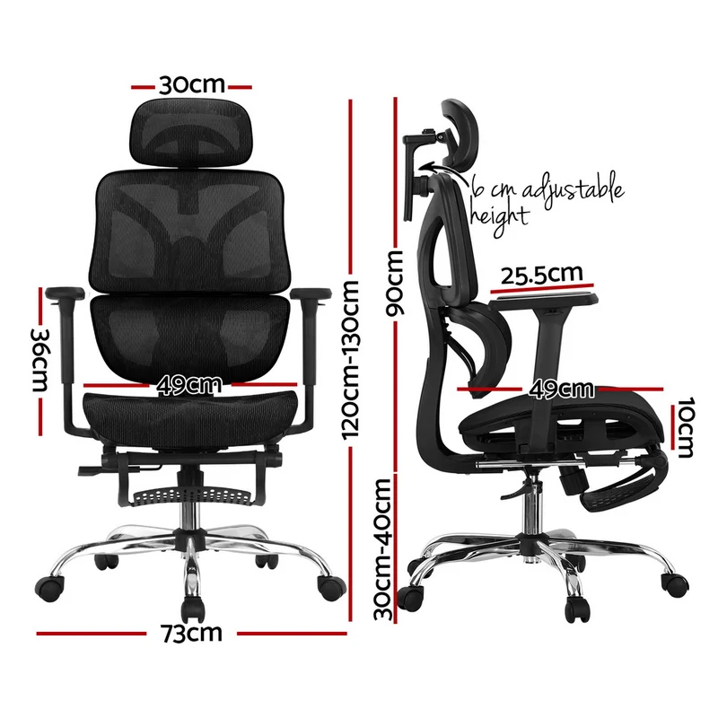 Artiss Ergonomic Office Chair Footrest (Black)