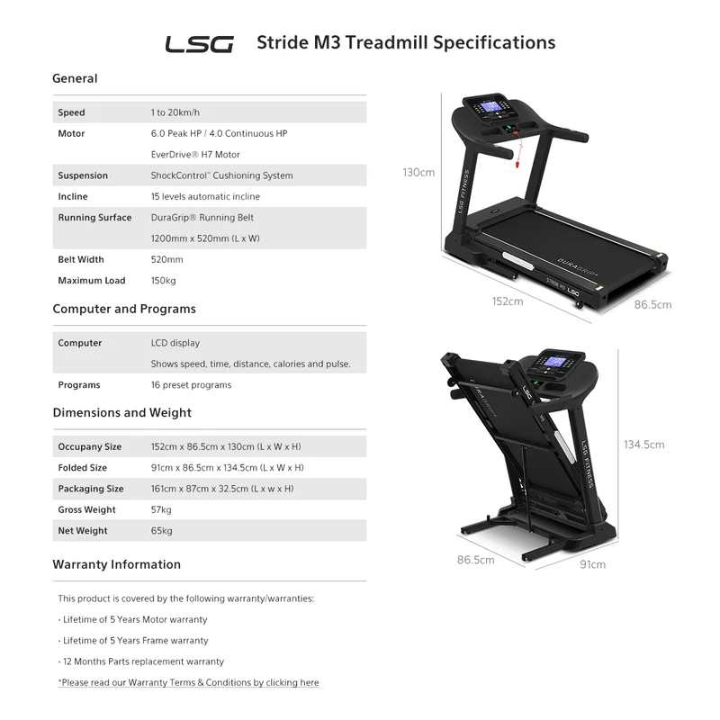 LSG Fitness Stride M3 Treadmill