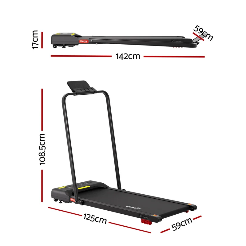Everfit Treadmill Electric Walking Pad Incline Under Desk 380mm (Black)