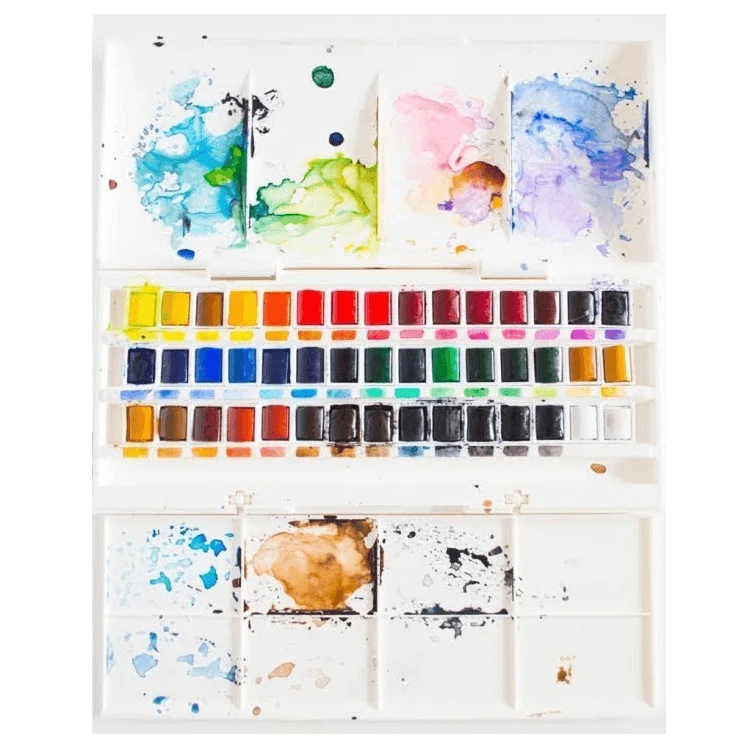 Winsor & Newton Cotman Watercolour Half Pan Paint Set 45 Brush Artists