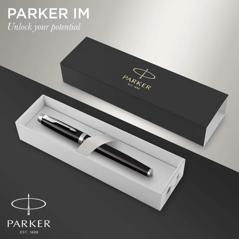 Parker IM Rollerball Pen Black Lacquer Chrome Trim with Gift Box