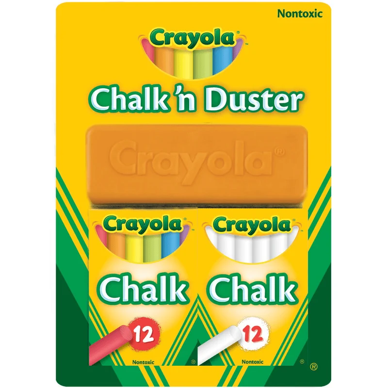 Crayola Chalkboard Duster White & Coloured Chalks Pack Set